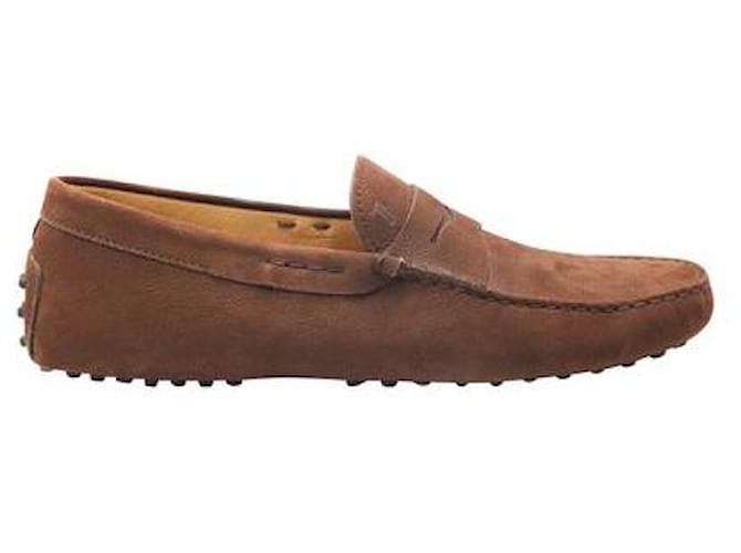 Tod'S City Gommino Leather Penny Loafers In Brown Suede  ref.1286580