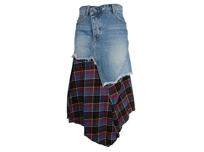 Autre Marque Contemporary Designer SJYP Washed Denim Mini Skirt With Flannel Cotton  ref.1286614