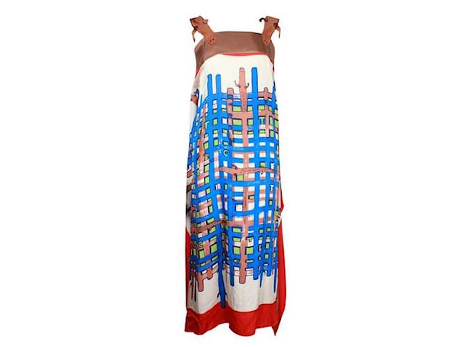 Vestido de seda con estampado colorido Tsumori Chisato - Tirantes de cocodrilo Multicolor  ref.1286617