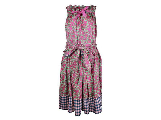 Autre Marque Contemporary Designer Patchwork Silk/Cotton Dress Multiple colors  ref.1286625