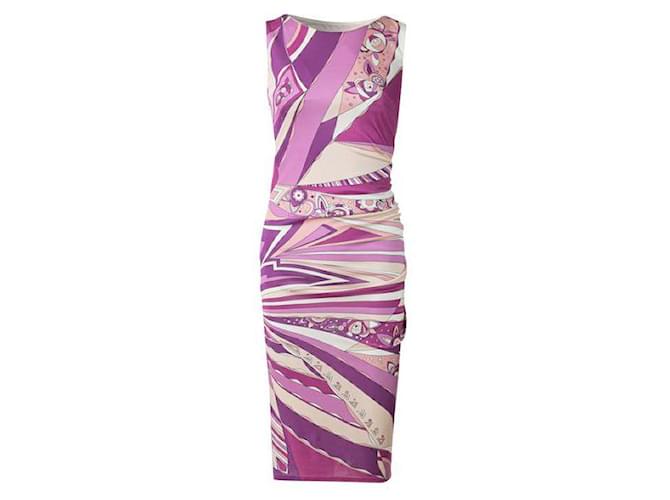 Emilio Pucci Jersey-Kleid mit Paisley-Print Pink Viskose  ref.1286647