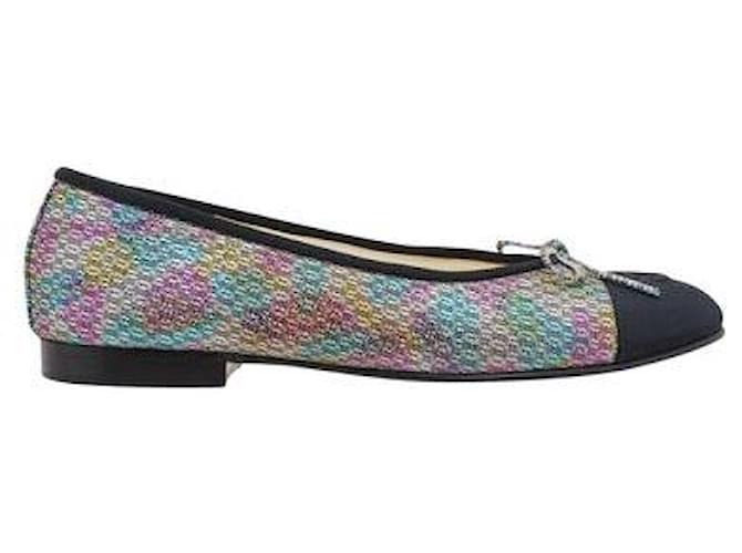 Chanel Multicolour Tweed Ballerinas Multiple colors Leather  ref.1286658