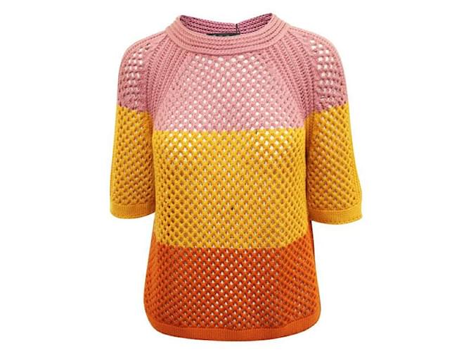 Loro Piana Pink, Yellow and Brown Knitted Sweater Multiple colors Silk Cotton  ref.1286673