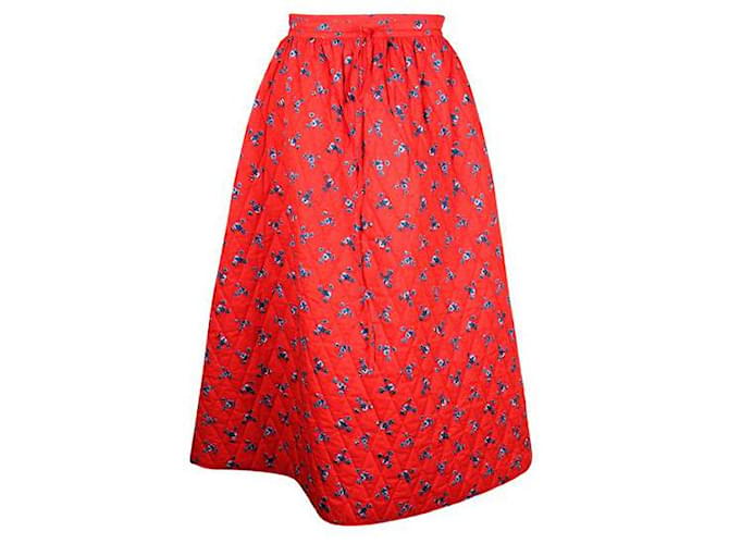 Kenzo Red and Blue Floral Print Quilted Skirt Cotton  ref.1286687