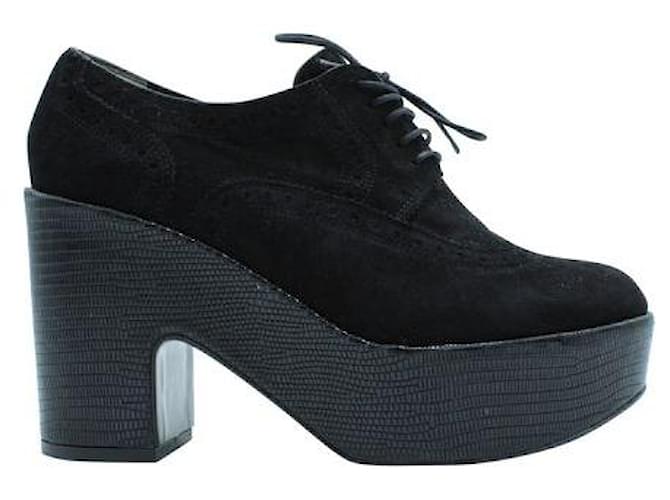 Autre Marque Contemporary Designer Black Lace-Up Boots Suede Leather  ref.1286701