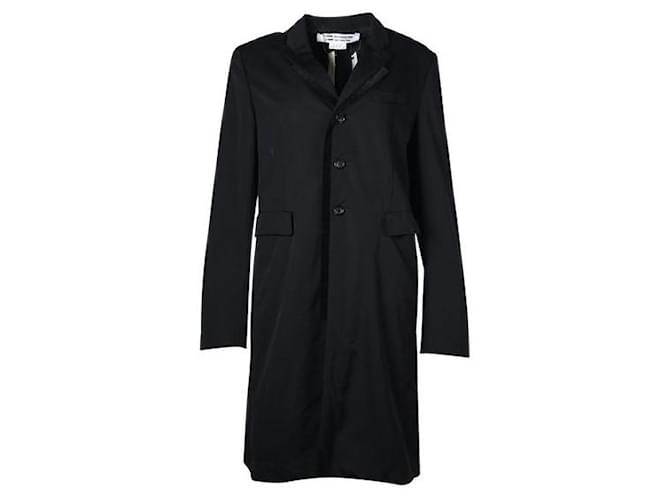 Comme Des Garcons Long Black Wool Jacket with Velvet Trim  ref.1286732