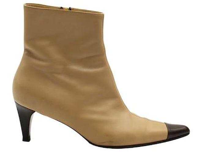 Céline Celine Point Toe Boots Beige Leather  ref.1286741
