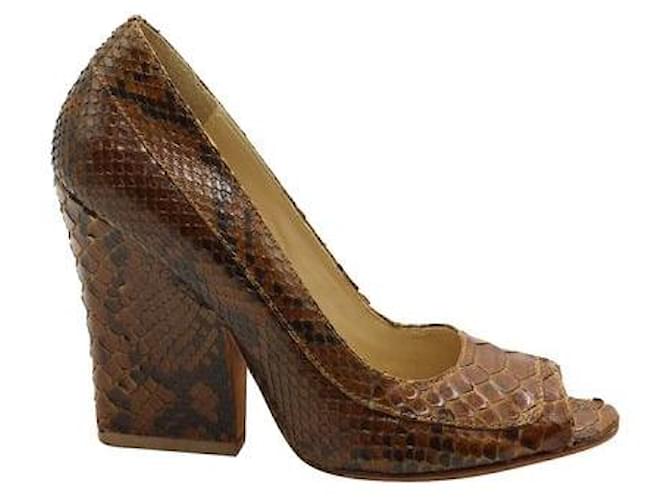 Alexandre Birman Brown Snake Skin Heels Leather  ref.1286743