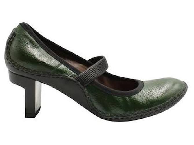 Zapatos de tacón con punta redonda "Scarpa" de cuero verde Marni  ref.1286745