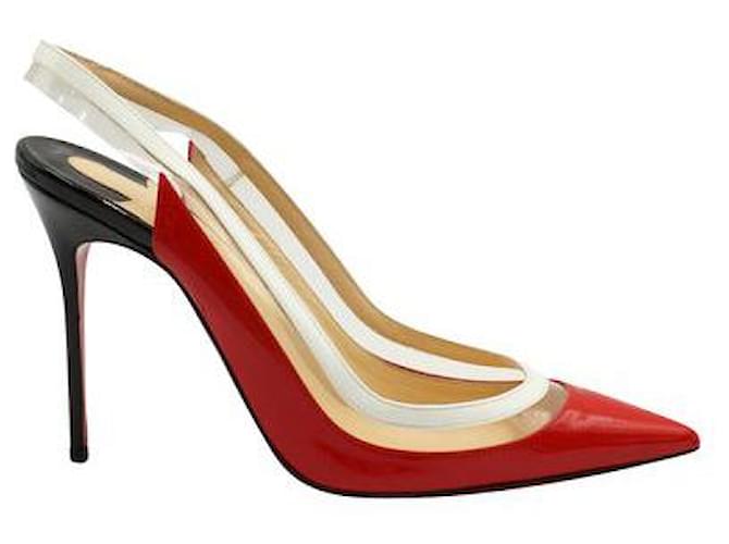 Zapatos destalonados con adorno de PVC de charol rojo Paulina de Christian Louboutin Roja Cuero Plástico  ref.1286746