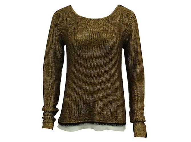 Diane Von Furstenberg Pull tricoté marron et doré Laine Viscose  ref.1286752