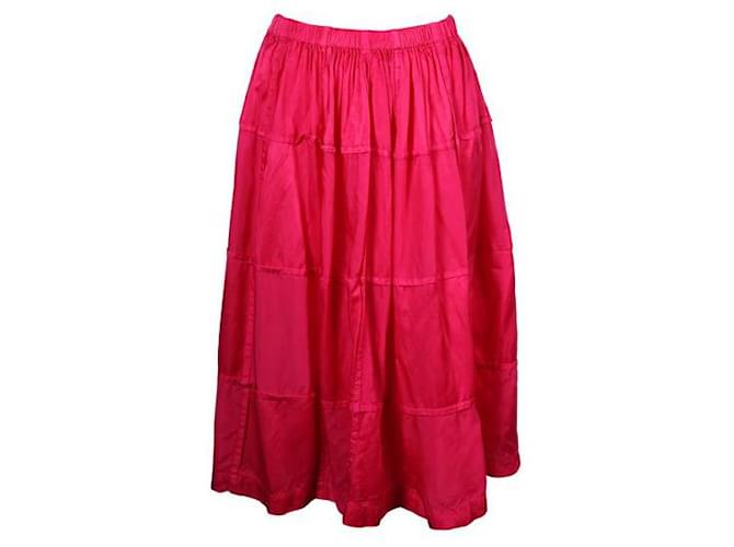 Comme Des Garcons Fushia Tiered Midi Skirt Fuschia Cotton  ref.1286760