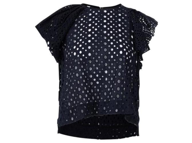 Isabel Marant Broderie Anglaise Navy Top Navy blue Cotton  ref.1286764