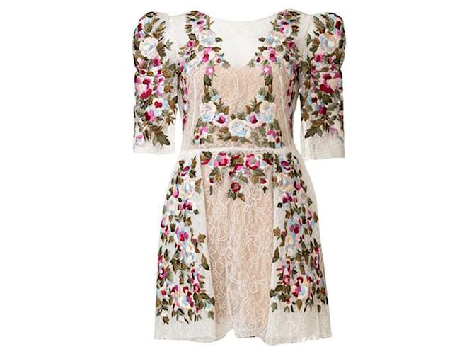 Zuhair Murad Beaded Lace Floral Dress Polyamide  ref.1286766