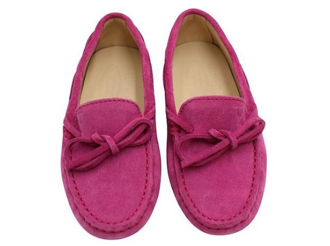 Tod'S Laccetto Gommini Junior Suede Pink Loafers  ref.1286773