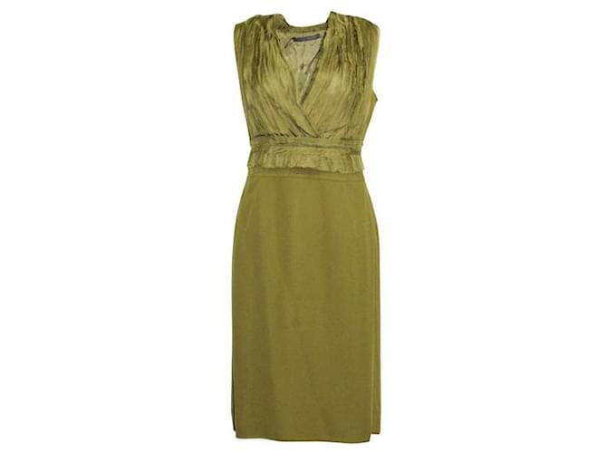 Alberta Ferretti Olive Green Silk Midi Dress  ref.1286778