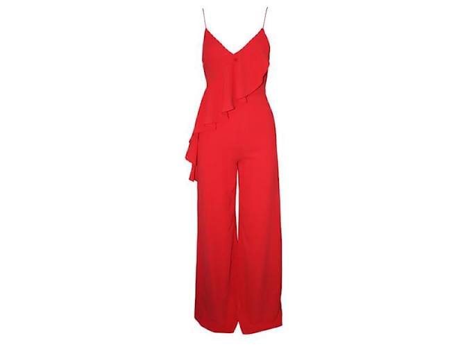 Alice + Olivia Red Jumpsuit With Spaghetti Shoulder Straps Polyester  ref.1286789