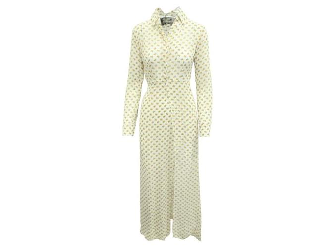 Reformation Maxi Floral Print White Dress With Collar  ref.1286791