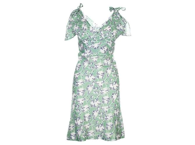 Autre Marque Contemporary Designer Green Floral Dress Cotton  ref.1286793