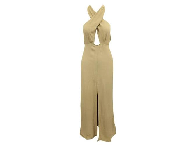 Reformation Light Brown Maxi Dress With Front Opening  ref.1286806