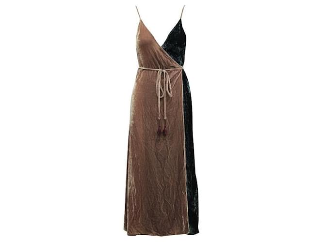 Vestido cruzado de terciopelo de dos colores de Reformation Rosa  ref.1286824