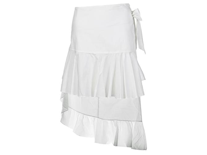 Autre Marque Contemporary Designer Wrap Around Tiered Skirt White Cotton  ref.1286828