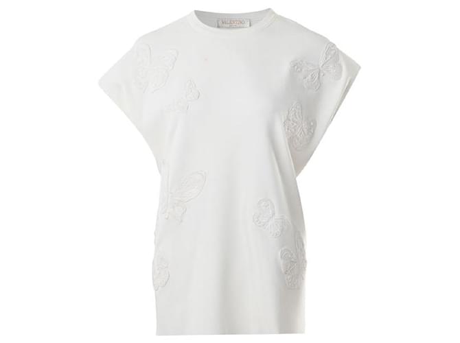 Valentino Oversized Embellished Butterfly Blouse White Suede Cotton Polyester Viscose  ref.1286832