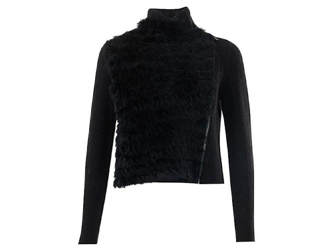 Autre Marque Veste de créateur contemporaine en tricot noir avec fermeture éclair sur le devant Laine Acrylique  ref.1286834
