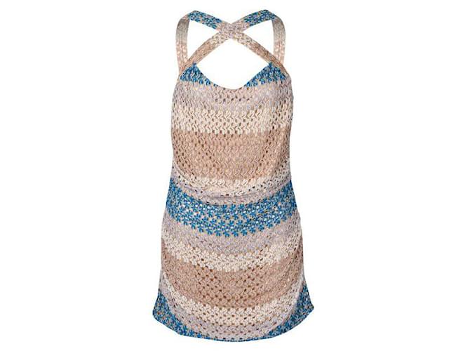 M Missoni Crochet Mini Dress Golden Suede Elastane Nylon Rayon  ref.1286837