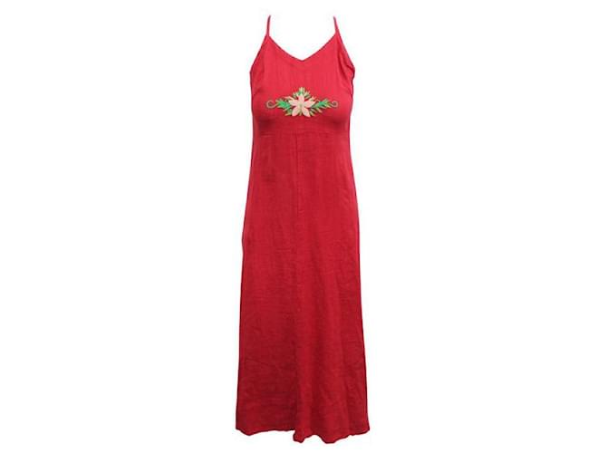 Reformation - Robe longue rouge avec broderie  ref.1286839