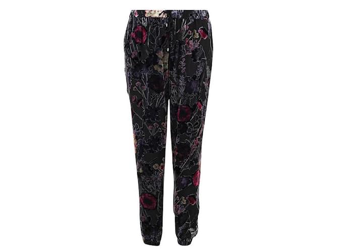 Autre Marque Pantalones florales con detalle de terciopelo de diseñador contemporáneo Seda Rayo  ref.1286871