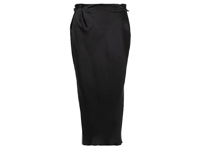 Lanvin Ruffle Detail Silk Skirt Black  ref.1286880