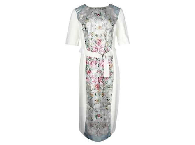 Autre Marque Ted Baker Elfenbeinfarbenes Kleid mit Jacquard-bedrucktem Einsatz Mehrfarben Polyester  ref.1286884