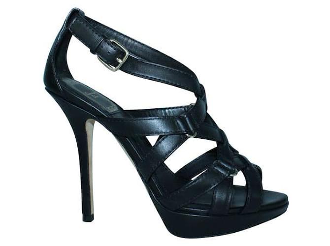 Sandales à brides en cuir noir Dior  ref.1286902