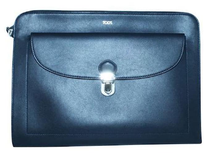 Tod'S Navy Blue Leather Messenger Bag Pony-style calfskin  ref.1286909
