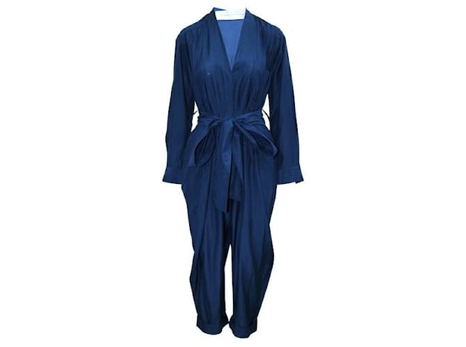 Victoria, Victoria Beckham Navy Blue Jumpsuit Silk Cotton  ref.1286917