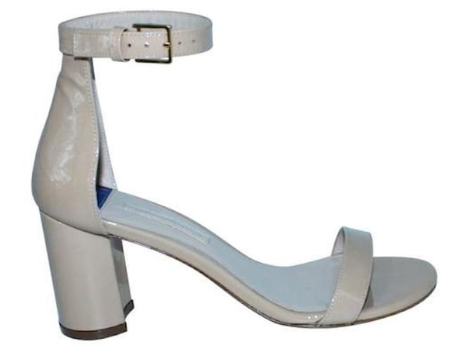 Stuart Weitzman Nude Patent Leather Sandals Flesh  ref.1286919