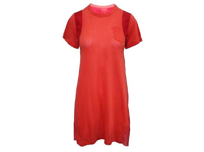 Sacai Orange Red Dres Cotton  ref.1286929