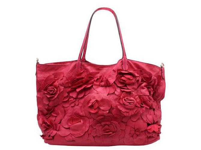 Valentino Bolsa tote con print de flores rosa Becerro  ref.1286952