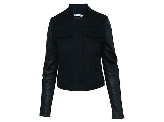 Alexander Wang Black Jacket With Leather Sleeves Suede Cotton  ref.1286980