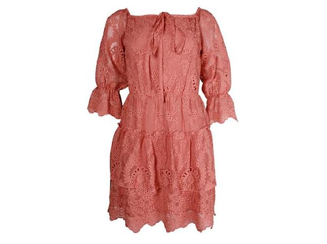 Alice + Olivia Dusty Pink Embroidered Dress Polyester  ref.1286983