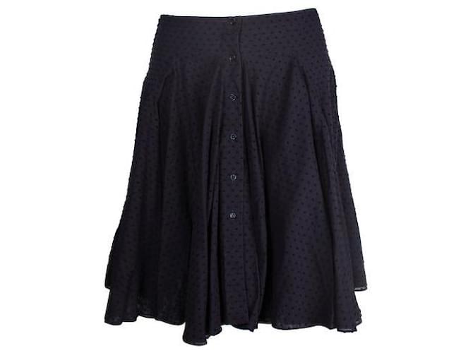 Alaïa Alaia Navy Blue Textured Skirt with Buttons Cotton  ref.1286997