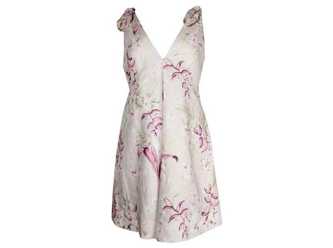Zimmermann Floral Print Linen Dress with Ties on Shoulders Cotton  ref.1286998