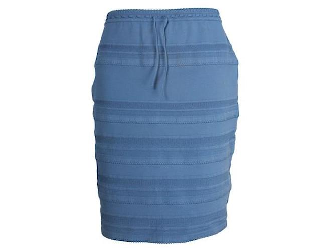 Alaïa Alaia Indigo Blue Elastic Textured Skirt Polyester Viscose Polyamide  ref.1287005