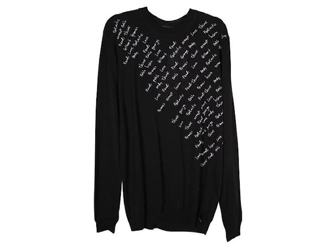 Fendi Giroccollo Cult Embroidered Sweater Black Wool  ref.1287020