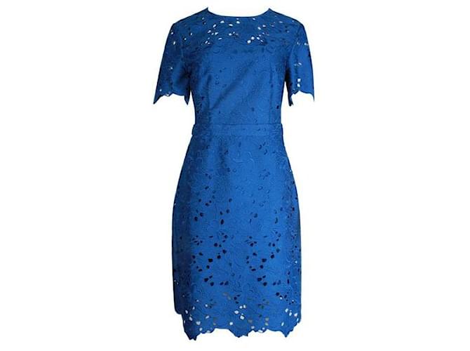 Diane Von Furstenberg Sapphire Blue Alma Dress with Open Back Polyester  ref.1287021