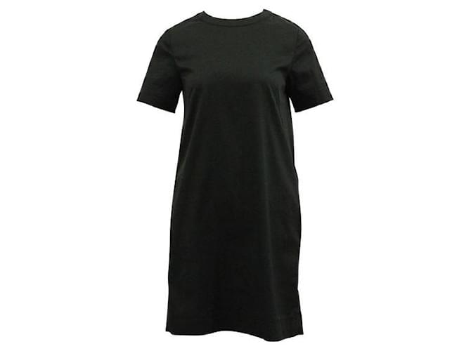 Autre Marque Contemporary Designer Black Short Sleeved Midi Dress Suede Cotton Polyester  ref.1287032
