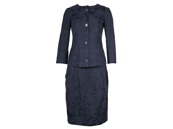 Autre Marque Contemporary Designer Navy Blue Skirt Suit Cotton Viscose  ref.1287046