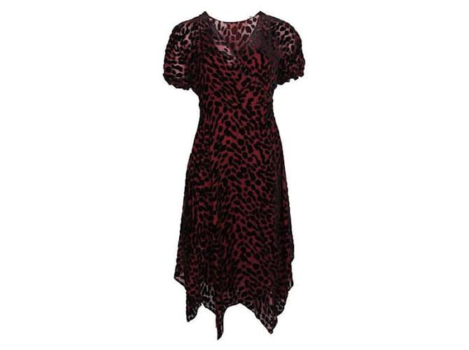 Diane Von Furstenberg Katherine Merlot & Black Velvet Wrap Dress Soie Viscose Bordeaux  ref.1287049