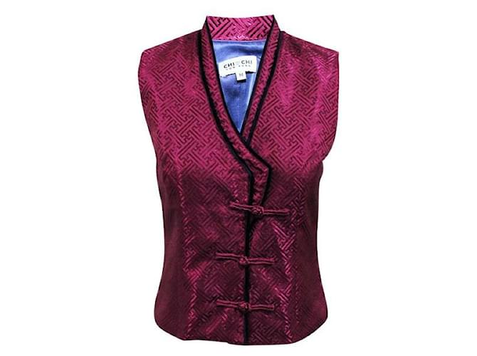 Autre Marque Chi Chi Von Tang Purple Textured Chinese Traditional Style Vest Suede Silk Viscose  ref.1287055